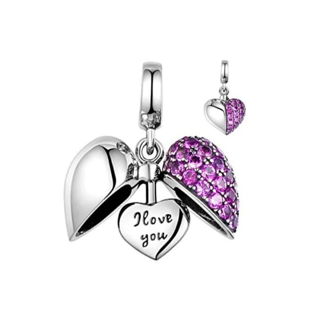 Sterling Silver Open Heart Dangle Charm